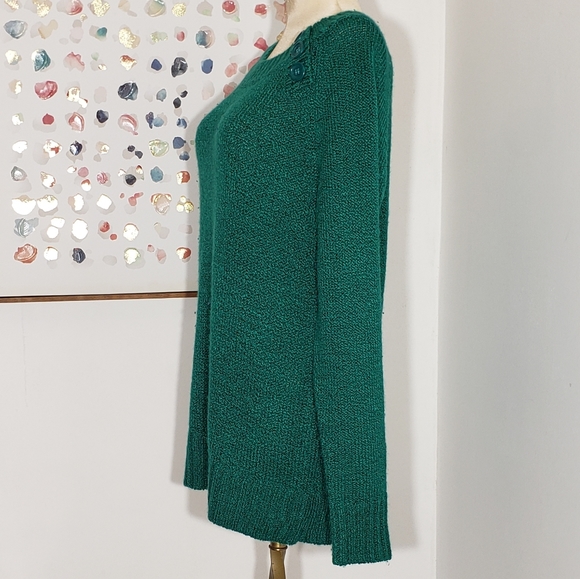Carolyn Taylor green scoop neck sweater size Med - Picture 2 of 6